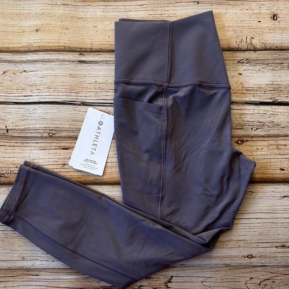Athleta salutation stash 7/8 tights leggings size large